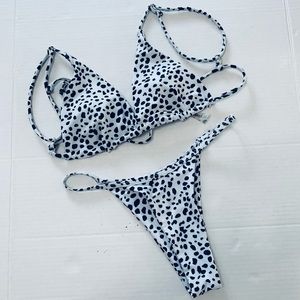 ZAFUL Black and White Dalmatian Print Bikini Size Small